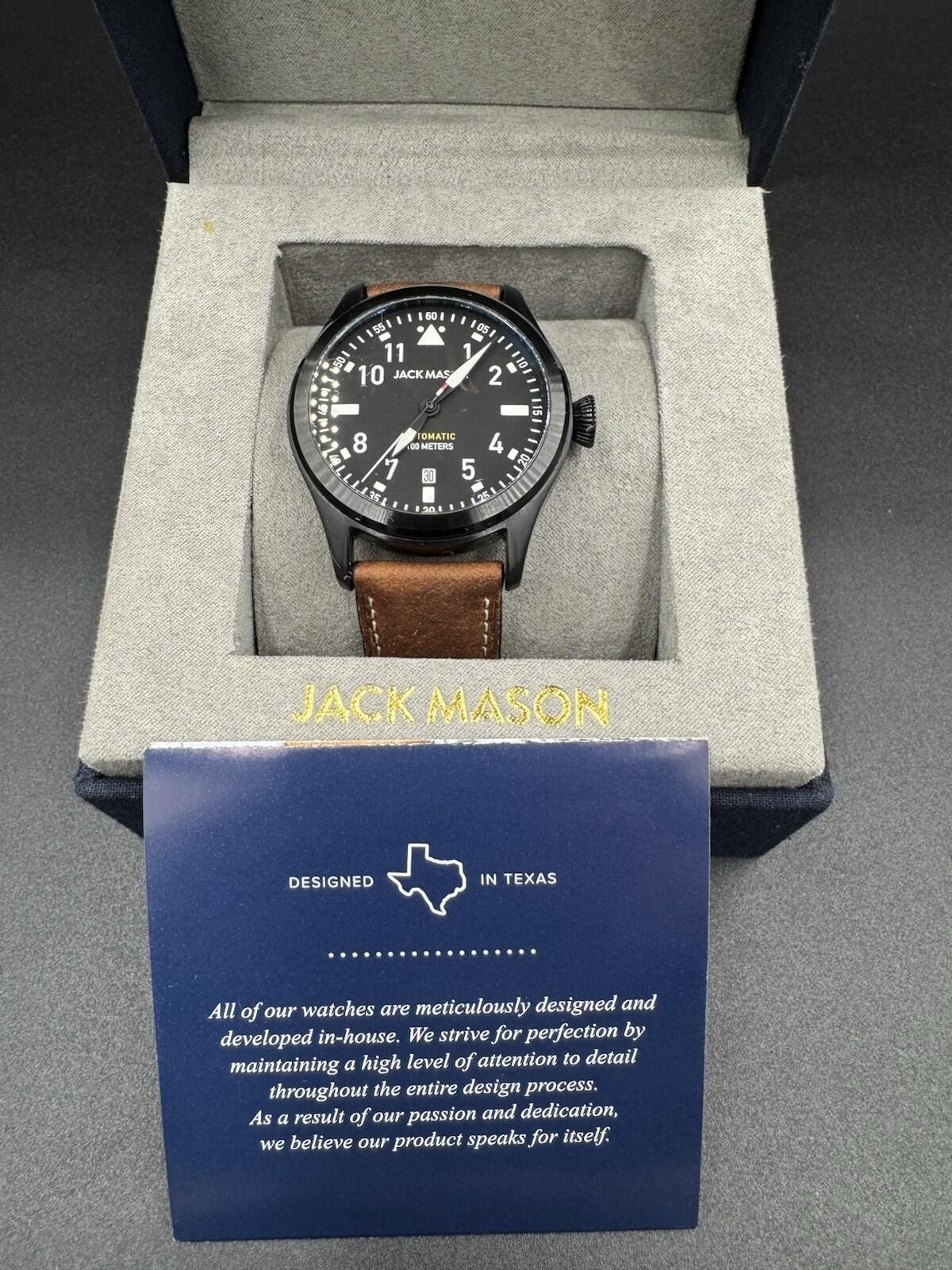 Jack Mason JM‑A103-005 Automatic Watch Rare Black Stainless Steel w/ Box Papers