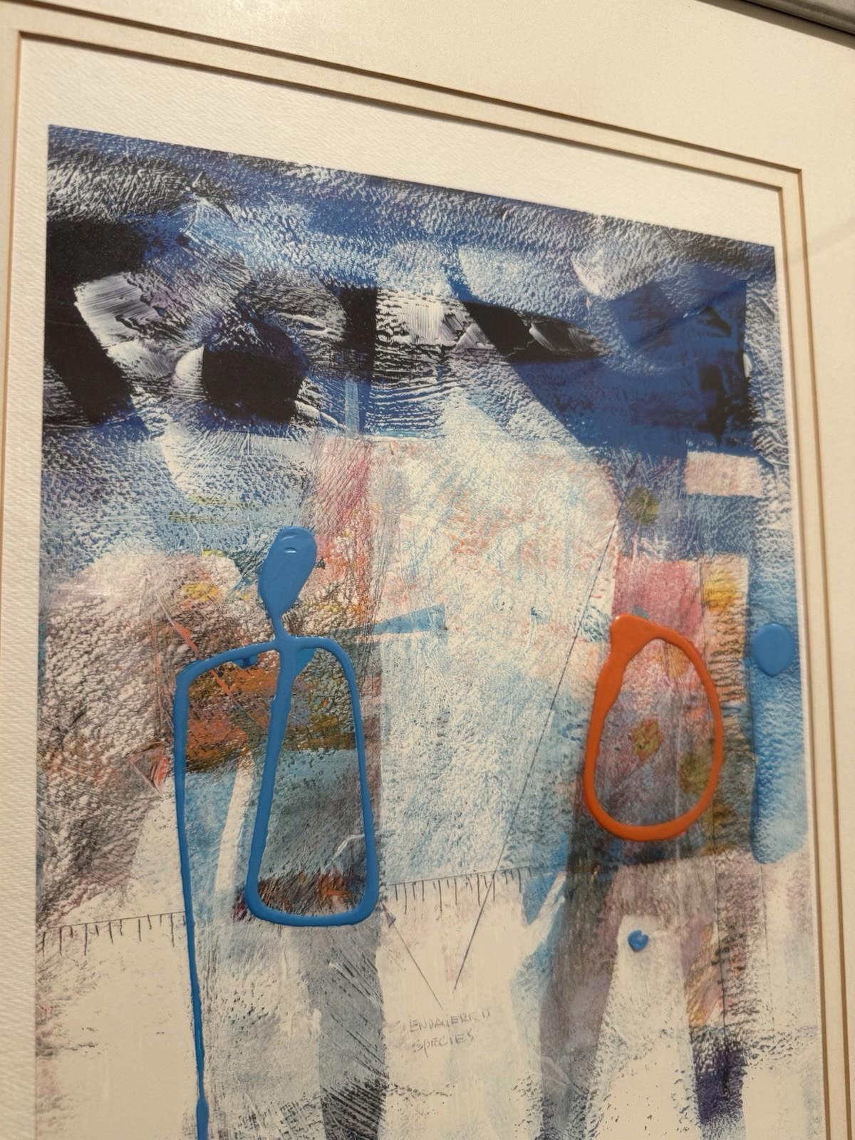 Signed Mario Cespedes Abstract Mixed Media Framed Original