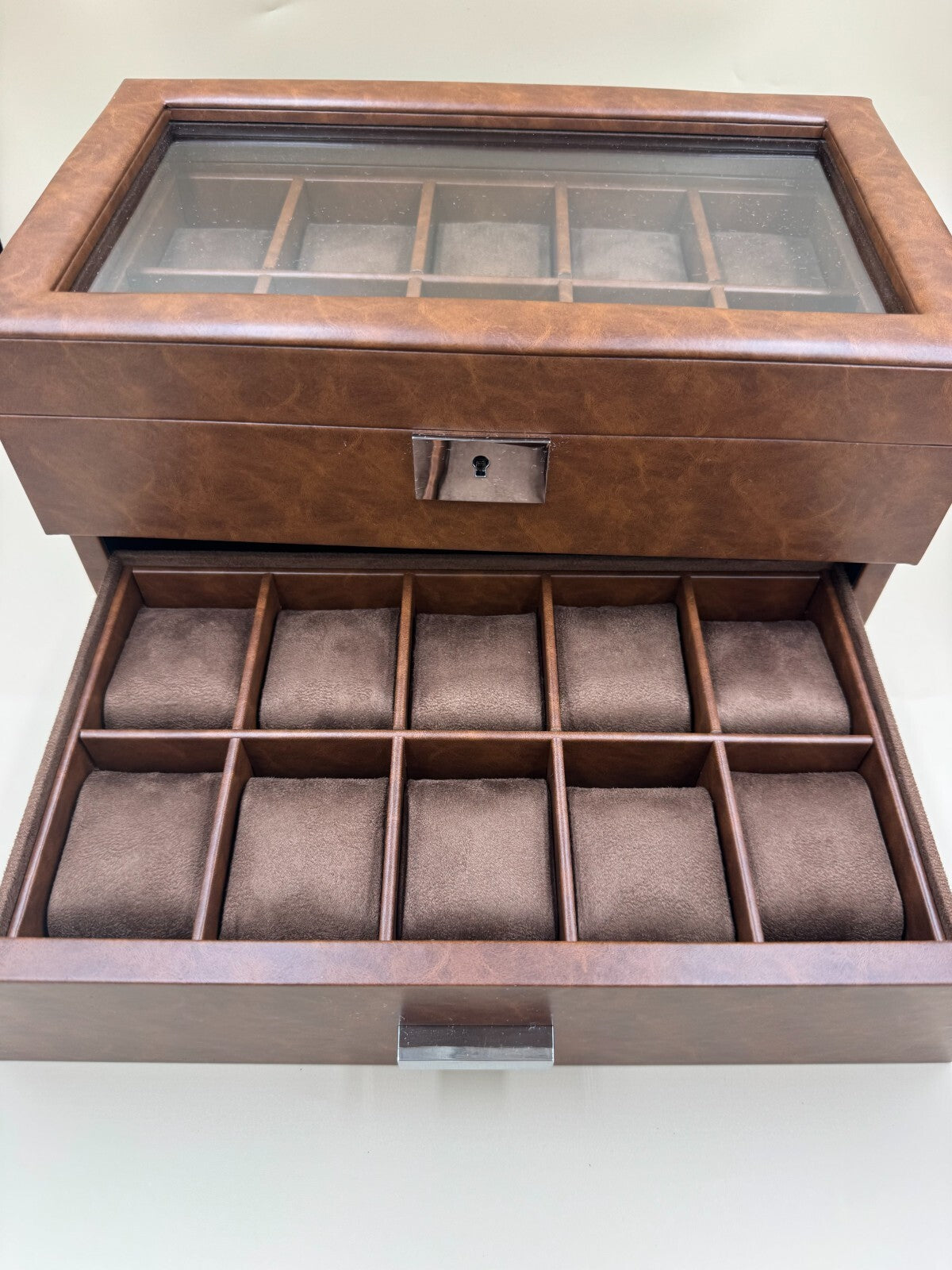 Rothwell 20 Slot Leather Watch Box Luxury Case Display Organizer - San Francisco