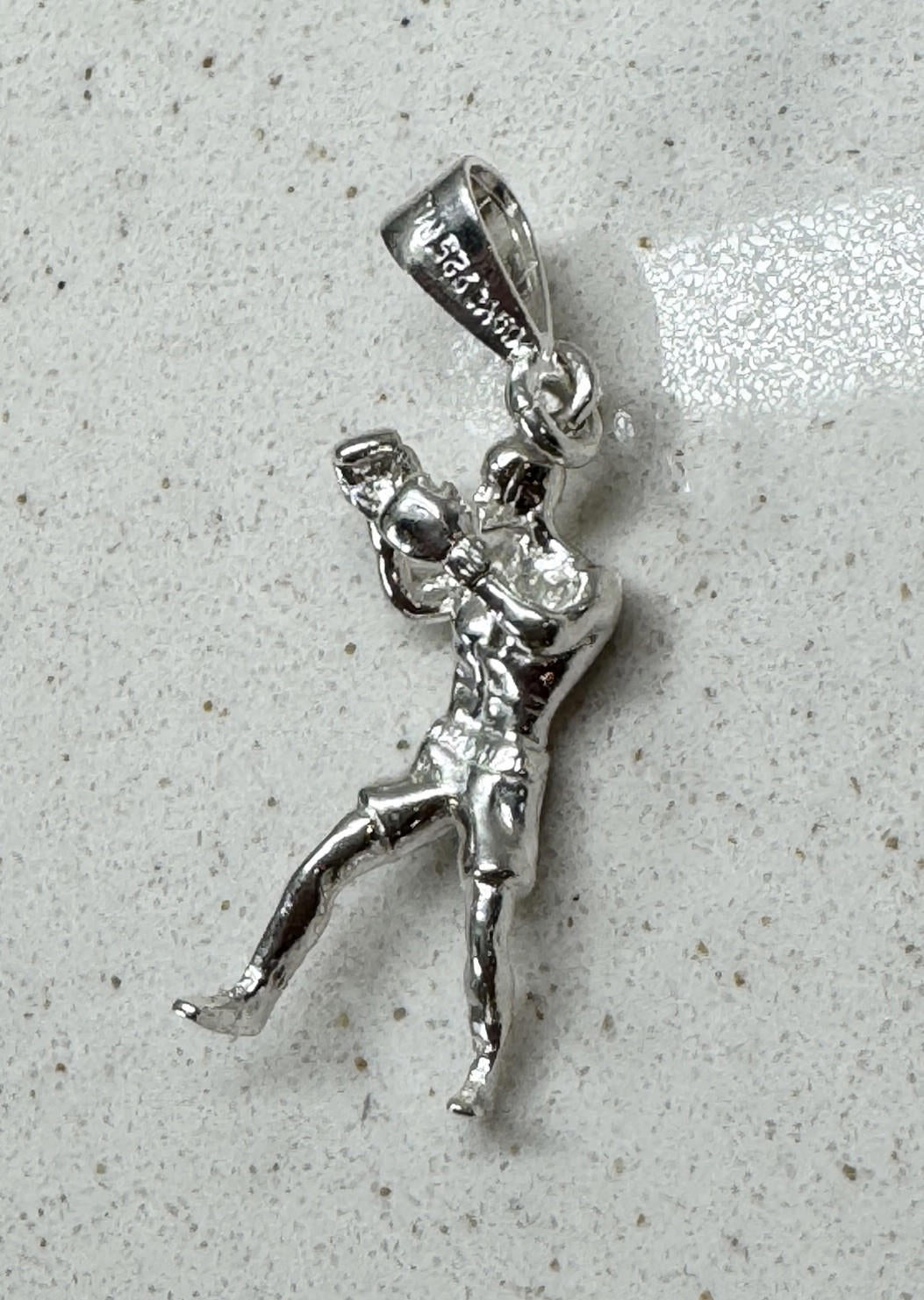 .925 Sterling Silver Boxer Charm Man Boxing 3D Loose Pendant
