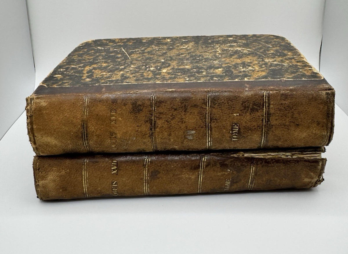 French 1868 LOUIS XVII Leather Paris Tome 1 & 2 Set of Two - Roger Guillemin 77