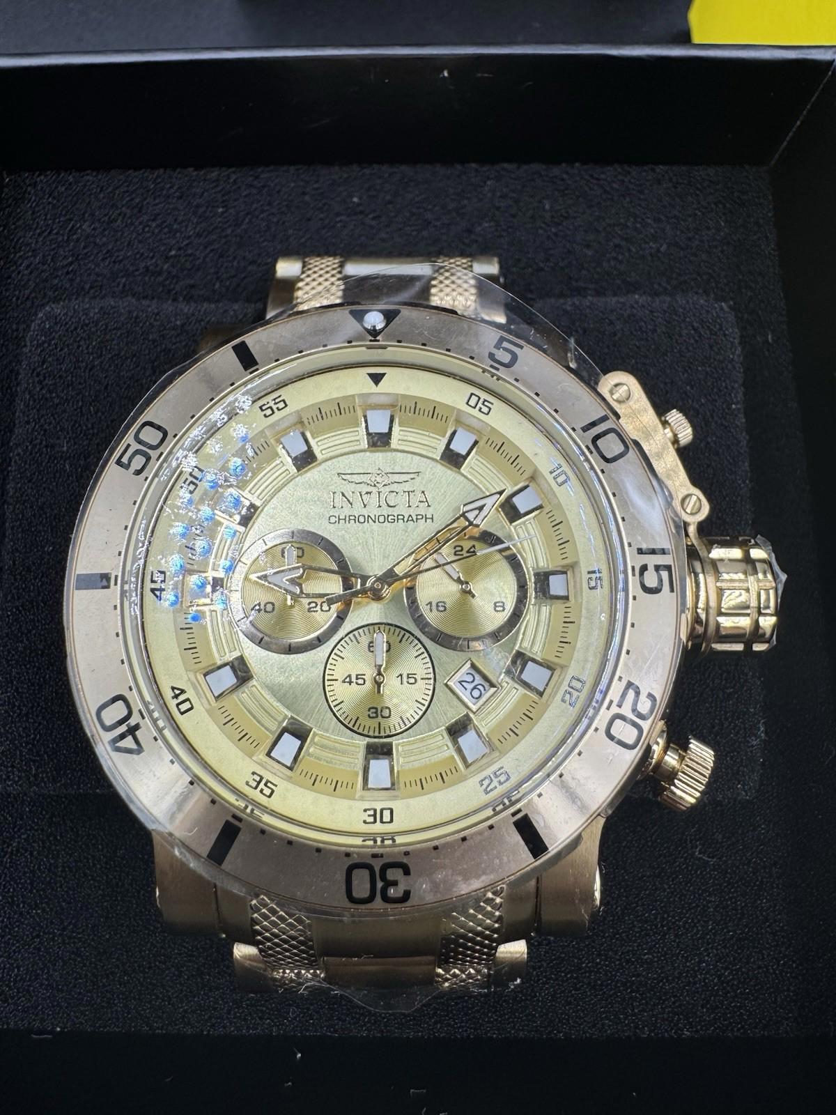 INVICTA 52MN CHONOGRAPH GOLD 49226 Brand New In Box 100M