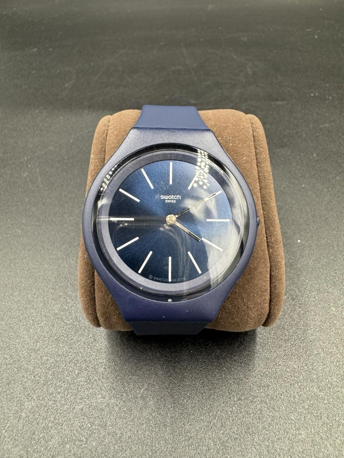 Swatch AG 2018 Blue Gent Quartz Watch New Battery Running Excellent Condition NM