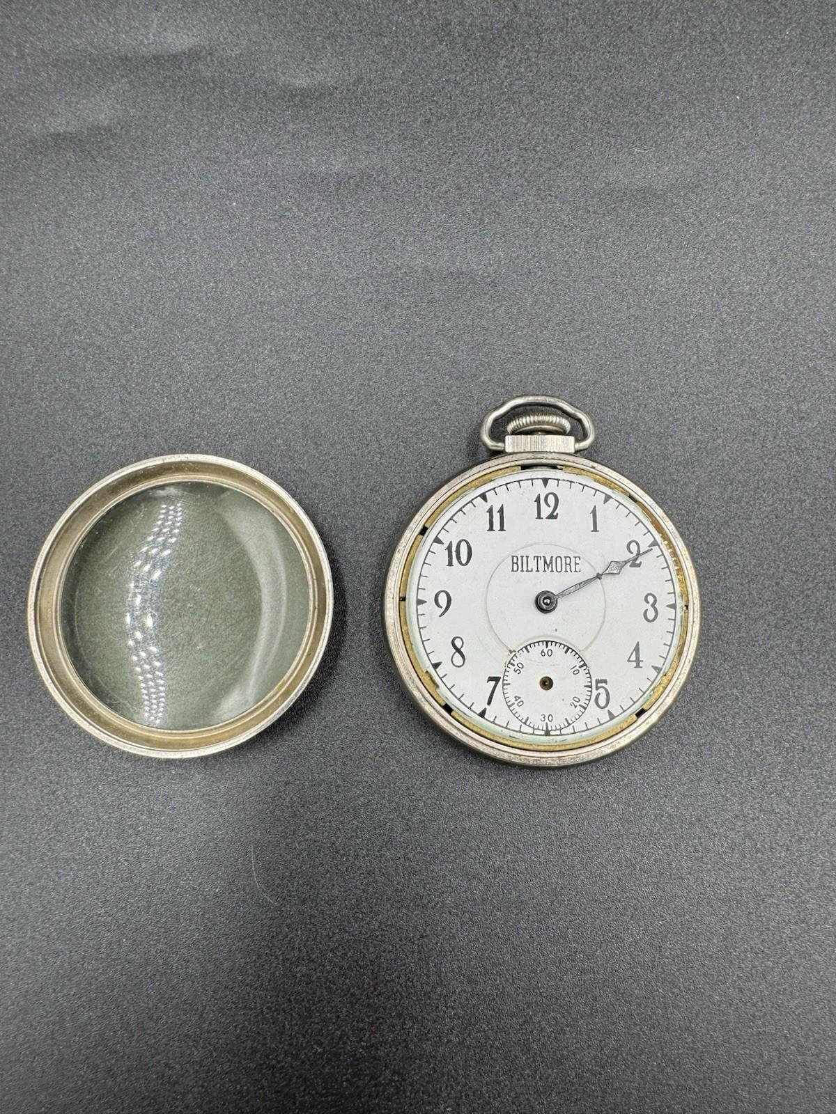 Ingraham Biltmore Pocket Watch - Please see photos for Condition - Works Well G+