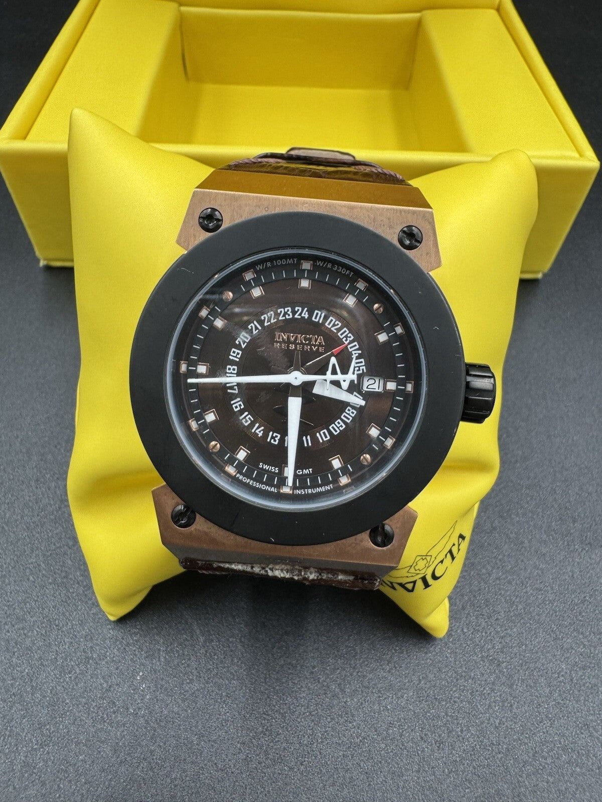 Men's Invicta Reserve Watch Brown Dial & Brown Leather Strap Model F0020 Russian