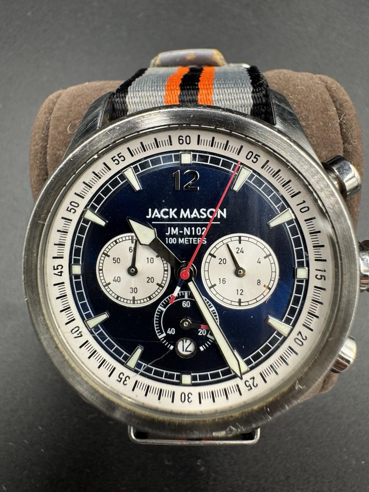 Jack Mason JM-N102-027 Watch Mens 42mm Blue Dial Chronograph Date w/ Nylon Strap