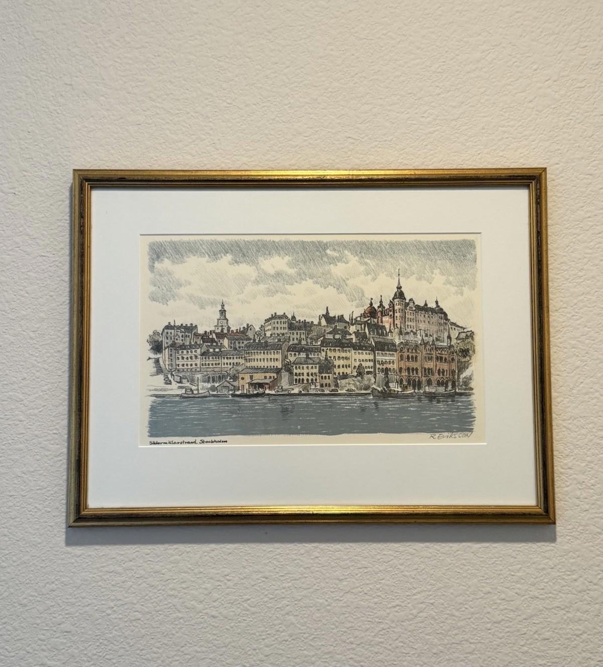 Cityscape Of Stockholm Söder Mälarstrand Signed R Eriksson