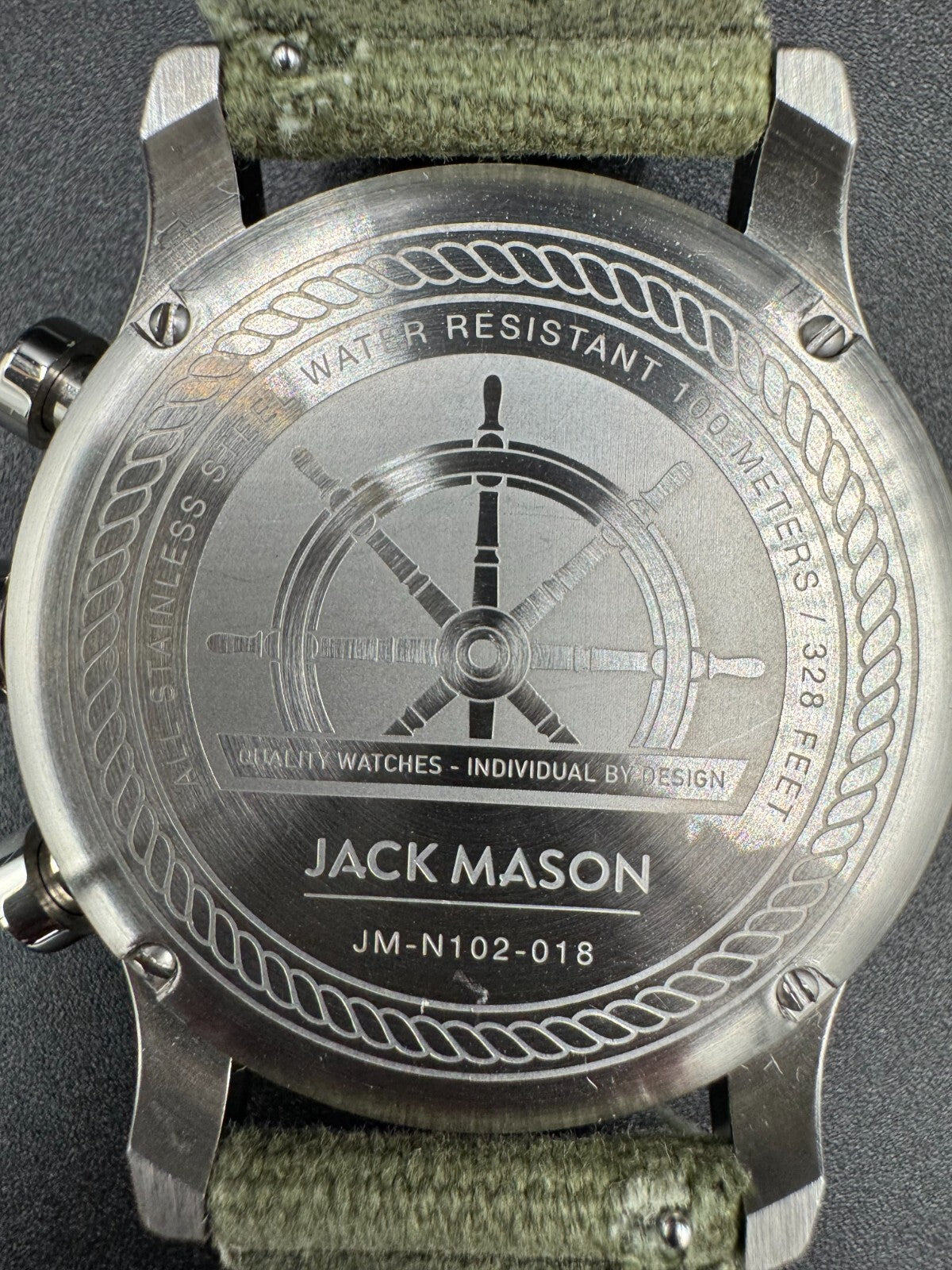 Jack Mason Chronograph Watch JM-N102-018 Stainless Steel Green Strap 100 Meters