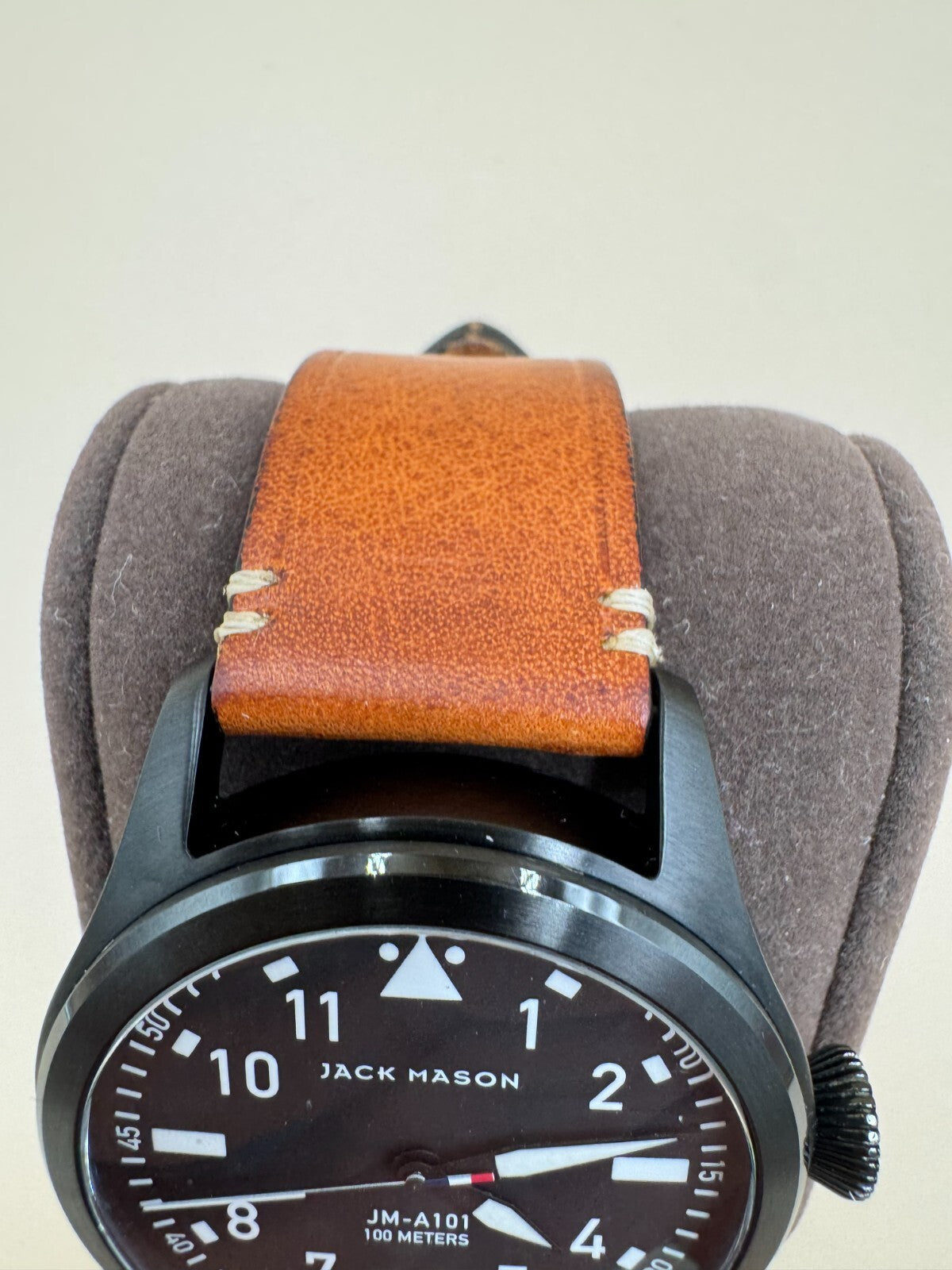 Jack Mason JM-A101-005 Aviation Black PVD Pilot Watch Leather Strap 42mm - Rare
