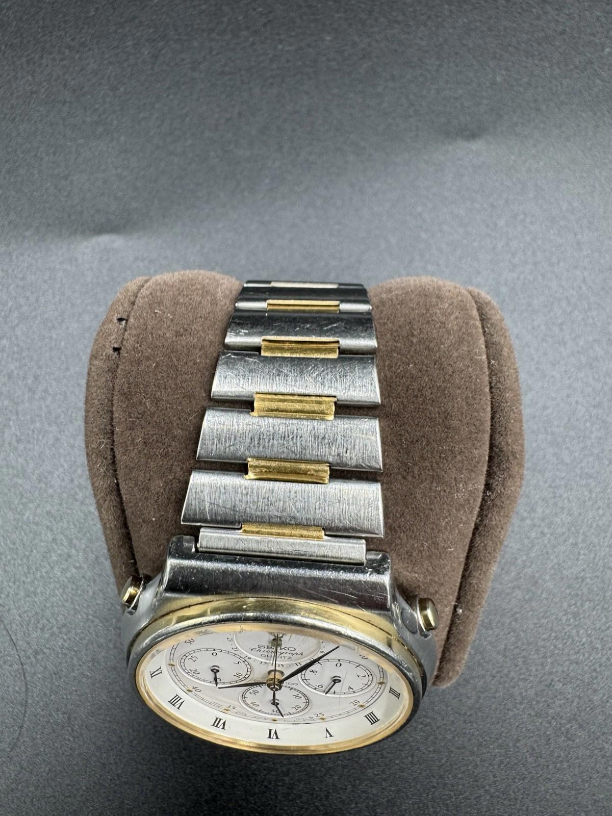 Vintage Seiko Moon Phase Chronograph 7A48-7000 Quartz Date Men's Sports 100 - RD