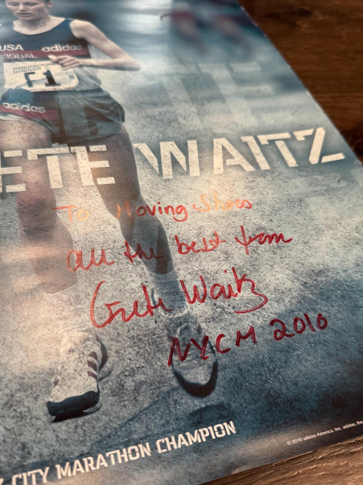 Olympic Runner GRETE WAITZ Signed Autographed Adidas Poster NYCM 2016 9 time Win