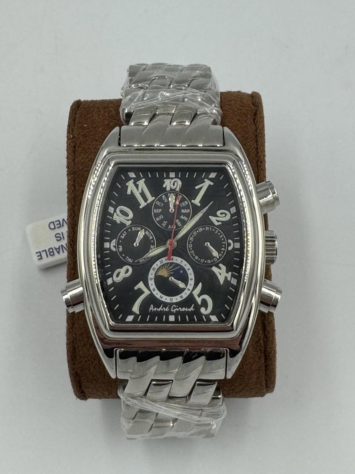 Andre Giroud Men's Automatic Moonphase Black Dial Watch 3 NM