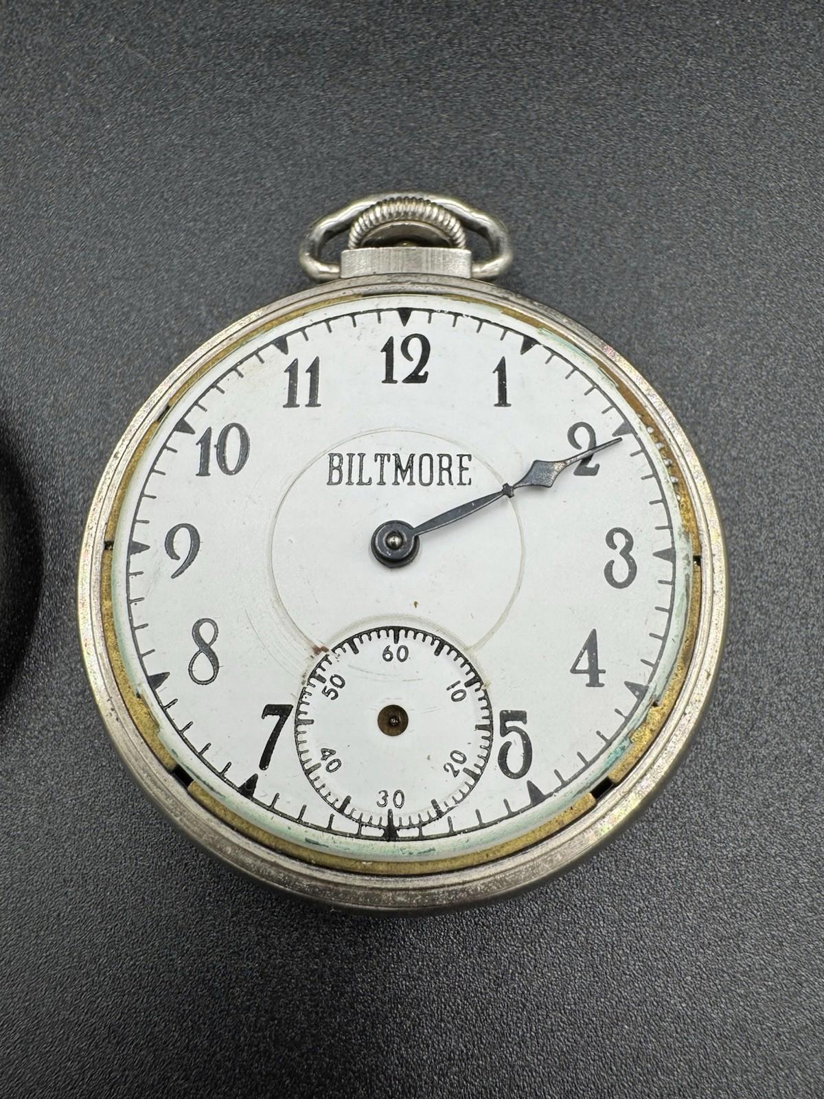 Ingraham Biltmore Pocket Watch - Please see photos for Condition - Works Well G+