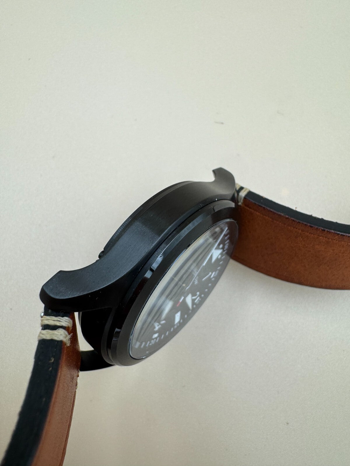 Jack Mason JM-A101-005 Aviation Black PVD Pilot Watch Leather Strap 42mm - Rare