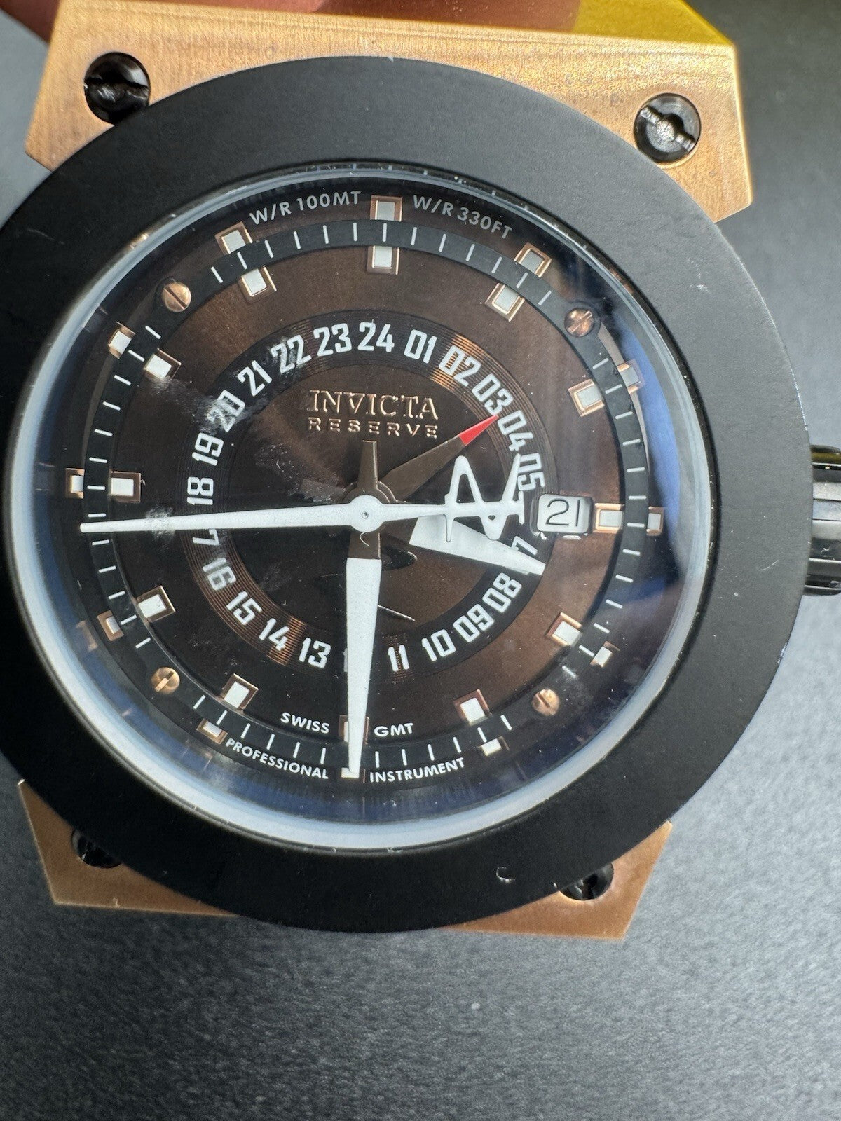 Men's Invicta Reserve Watch Brown Dial & Brown Leather Strap Model F0020 Russian