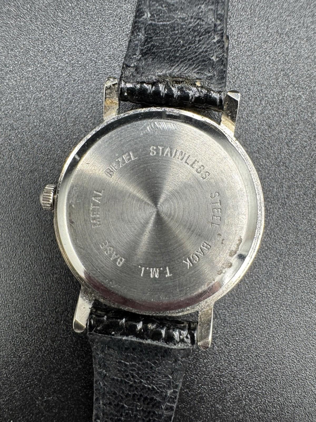 Vintage Collezio Ladies Quartz Watch Gold Dial Black Lizard Strap Japan Movement