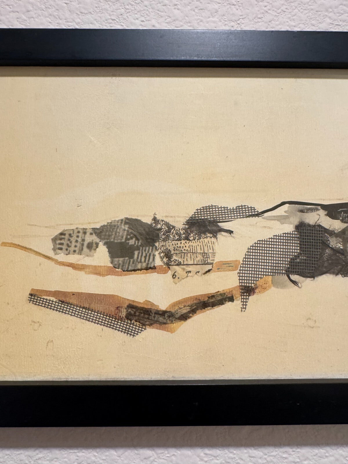 S de Sutter Signed Mixed Media Collage Landscape Framed Vintage - Very Good Cond
