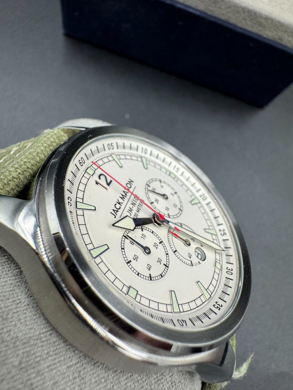 Jack Mason Chronograph Watch JM-N102-018 Stainless Steel Green Strap 100 Meters