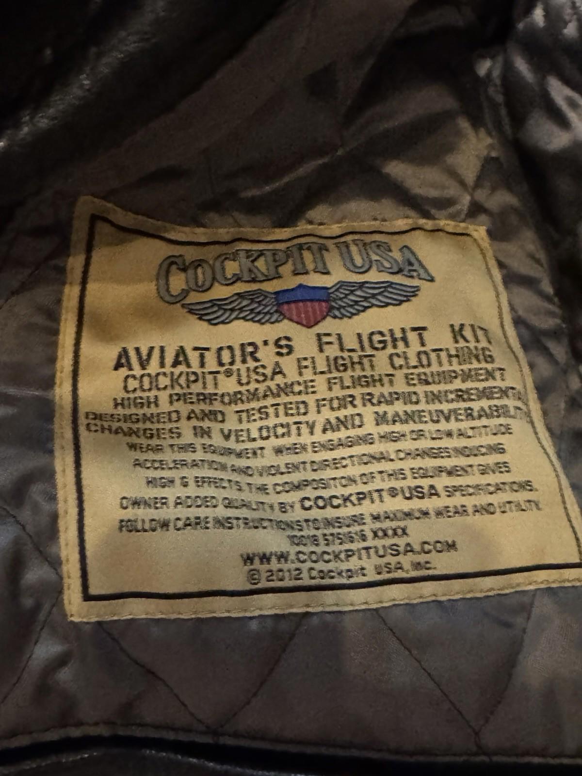 COCKPIT USA Type A-2 Air Force US Army DWG 30-1415 D Brown Leather Jacket Mens S