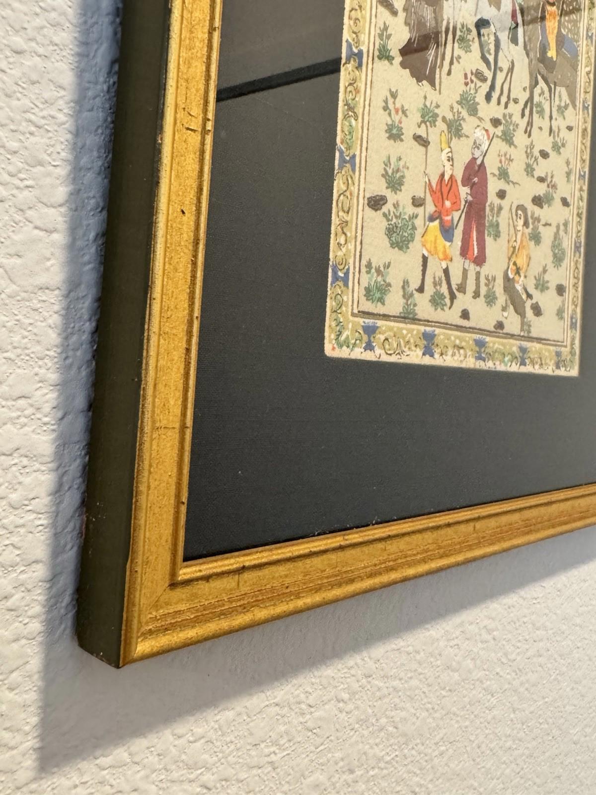 Persian Miniature Painting Royal Procession Tapestry Silk