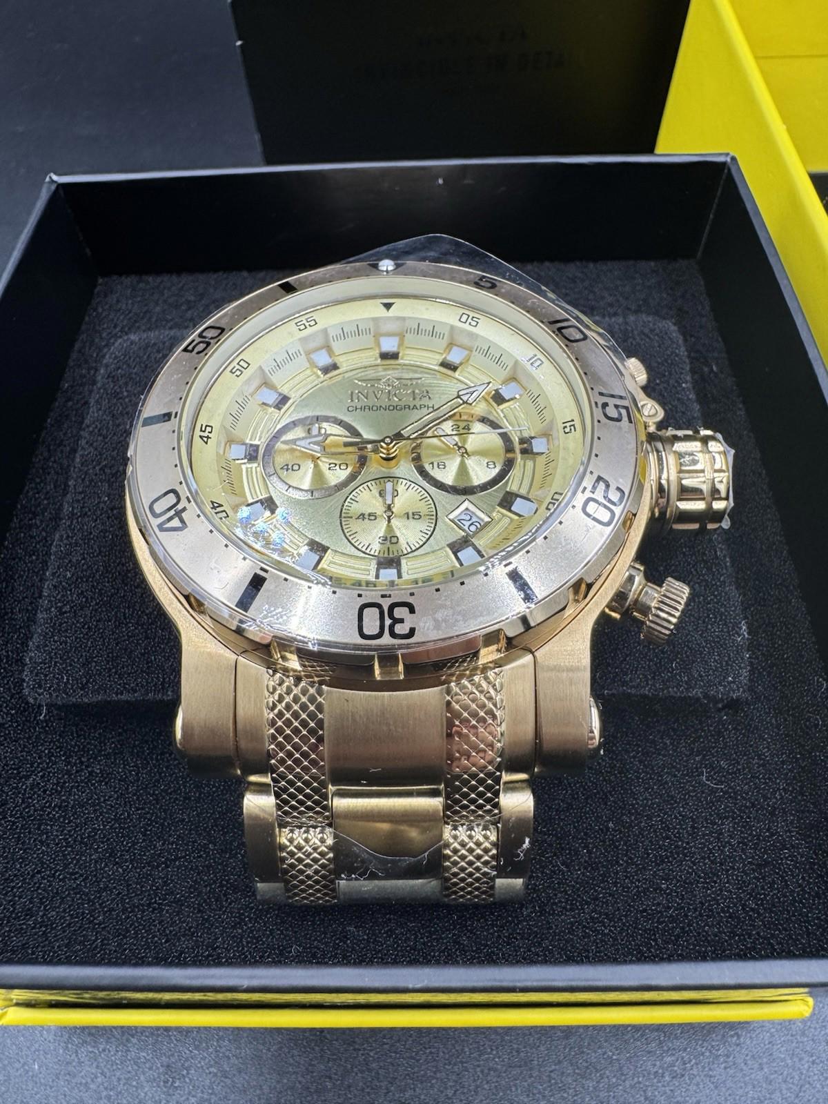 INVICTA 52MN CHONOGRAPH GOLD 49226 Brand New In Box 100M