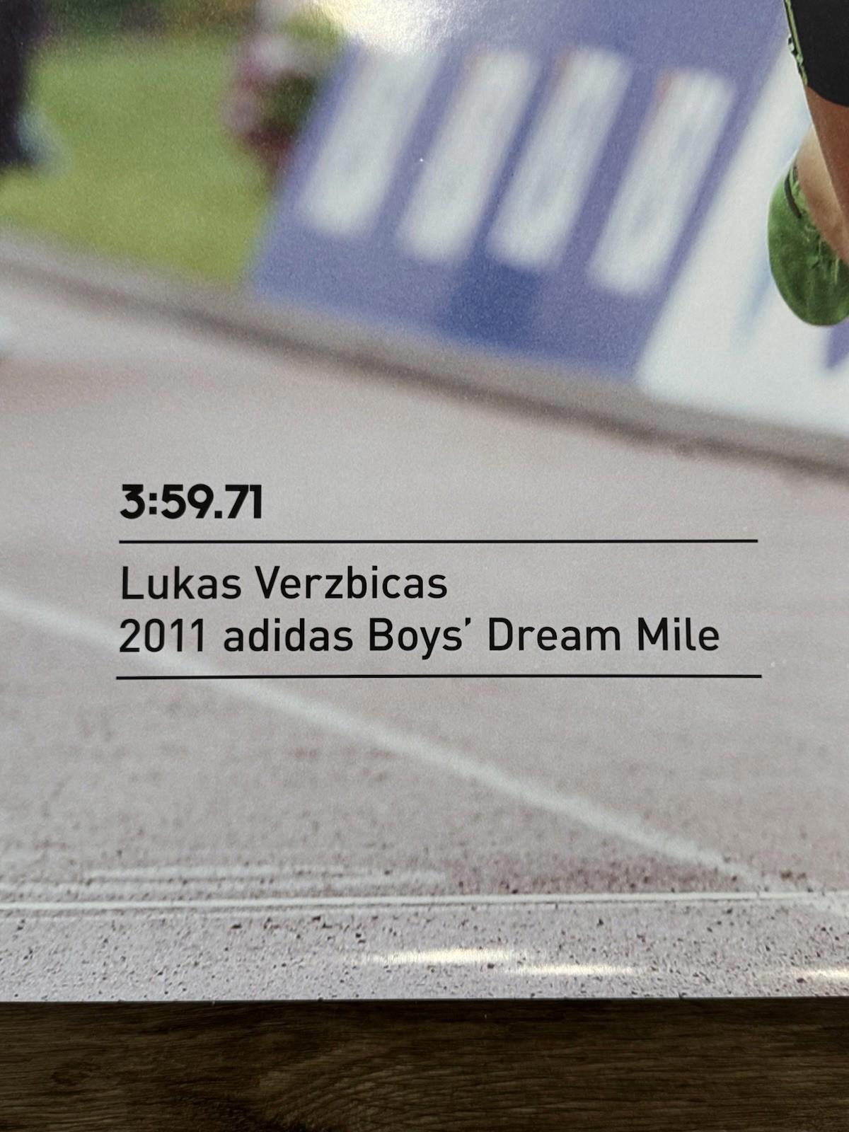 Adidas Lukas Verzbicas Boys' Dream Mile 2011 Poster 24x36 Track Rare All History