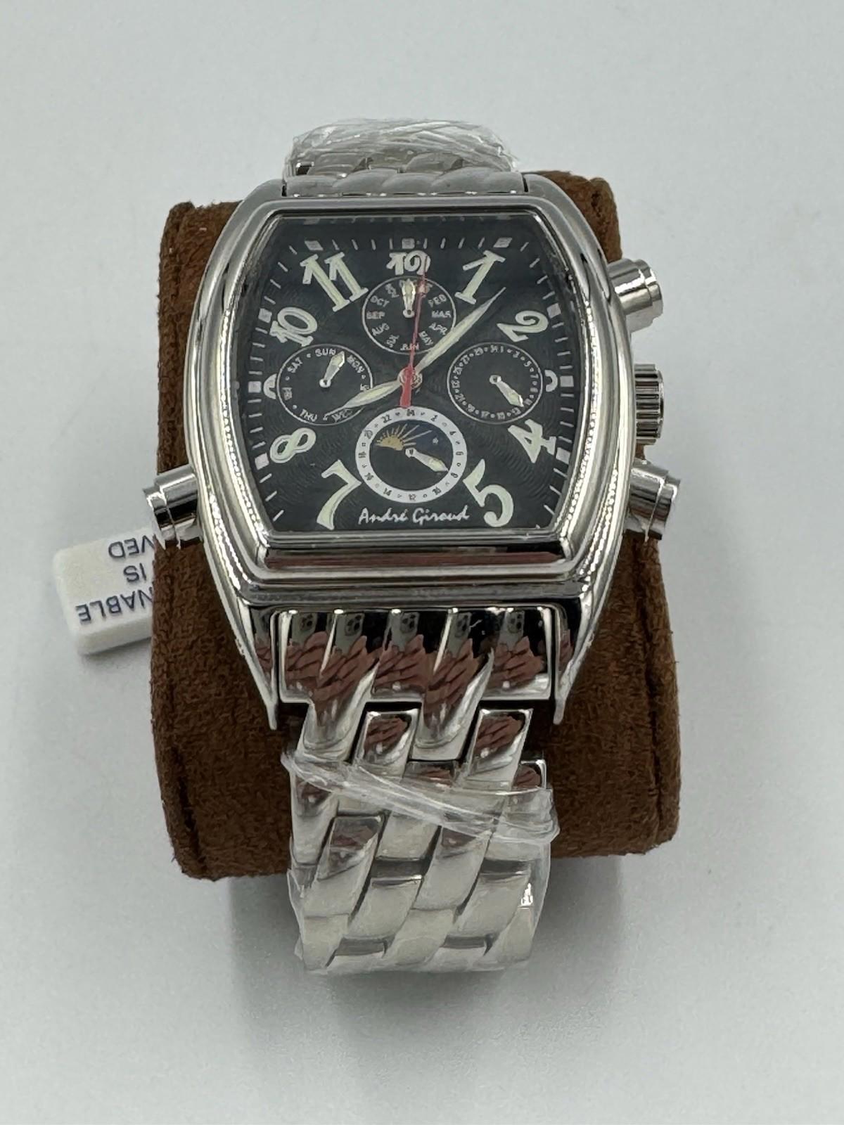 Andre Giroud Men's Automatic Moonphase Black Dial Watch 3 NM