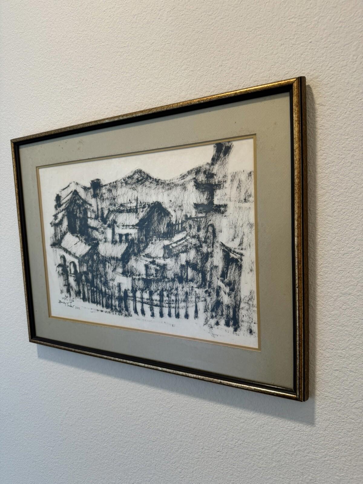 Blanka Tauber - Pastel on Paper City of Safed Houses 1969