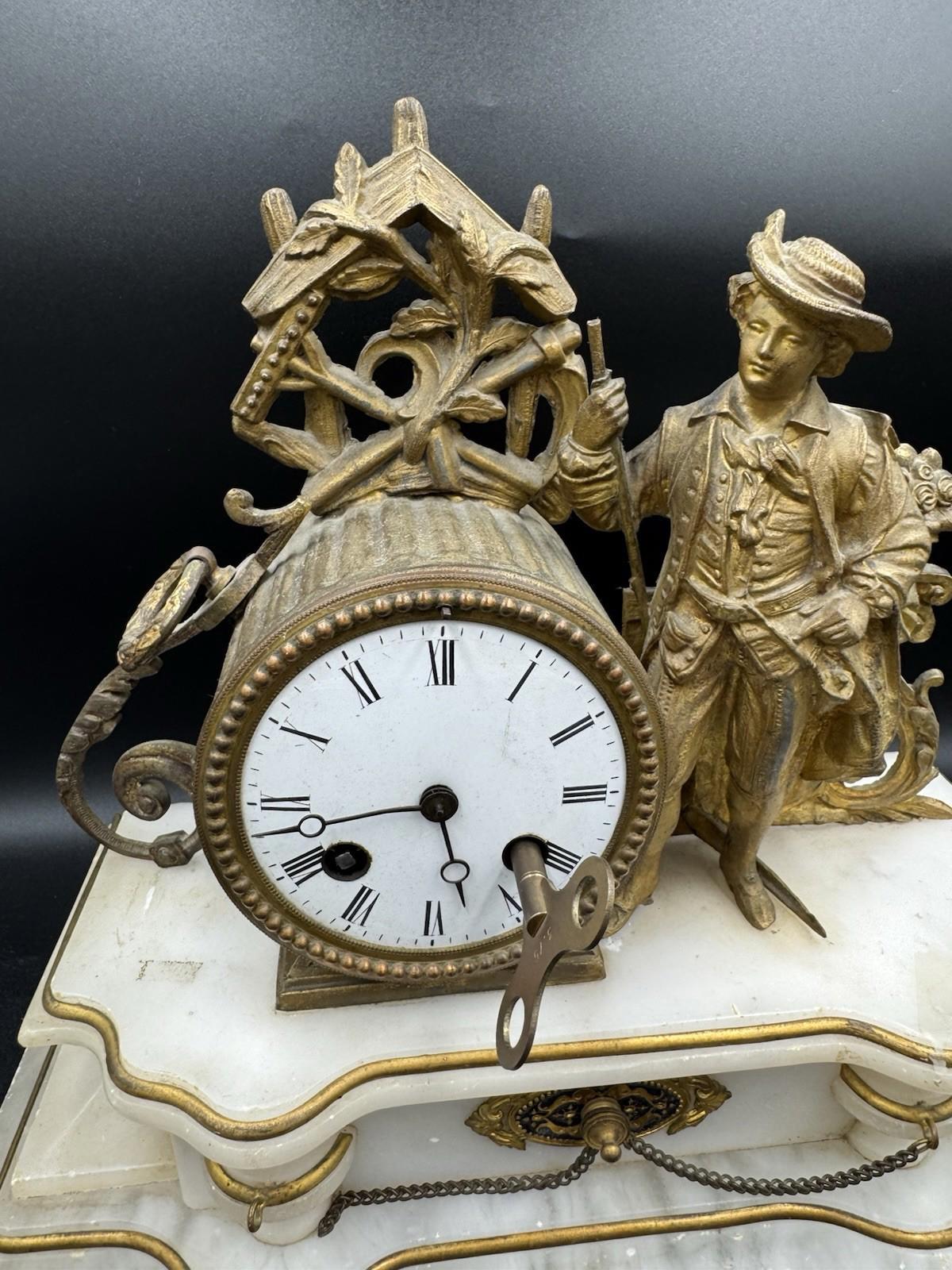 Antique Japy Freres Figural Musketeer Mantel Clock H. Molle