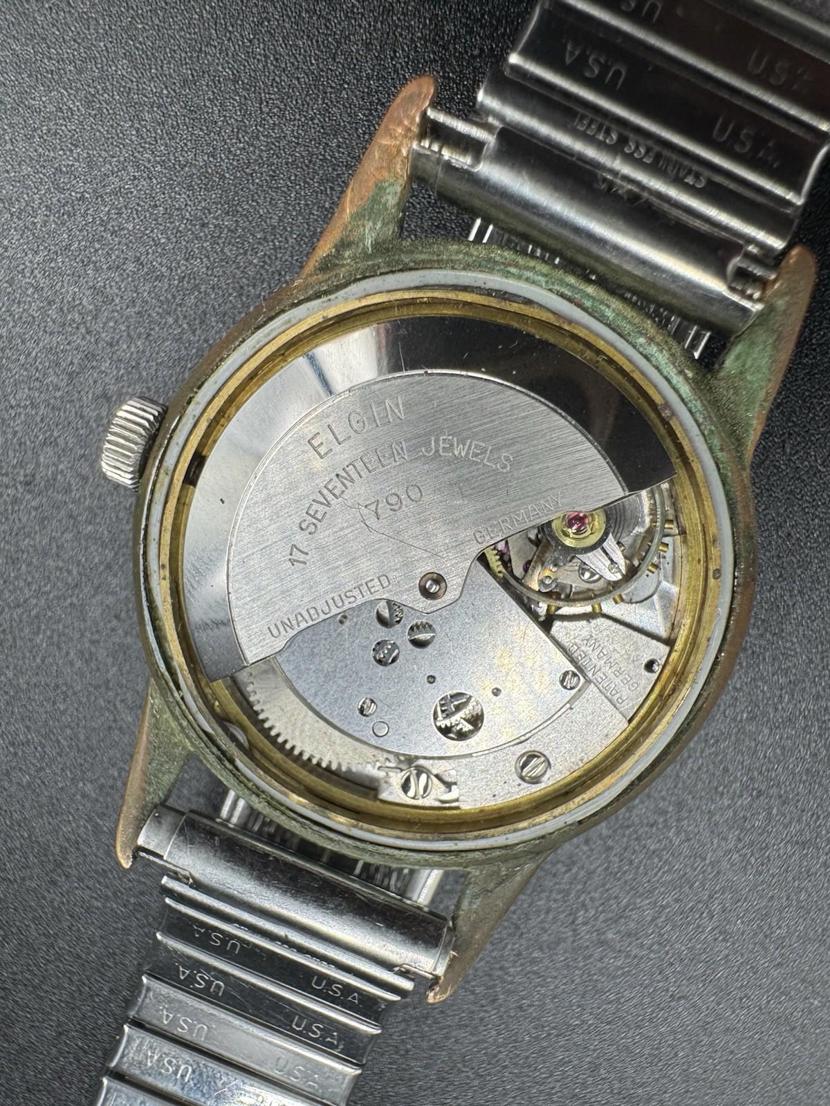 Vintage Elgin Self Winding 17 Jewels Automatic Watch Cal 790 Germany - Runs Well