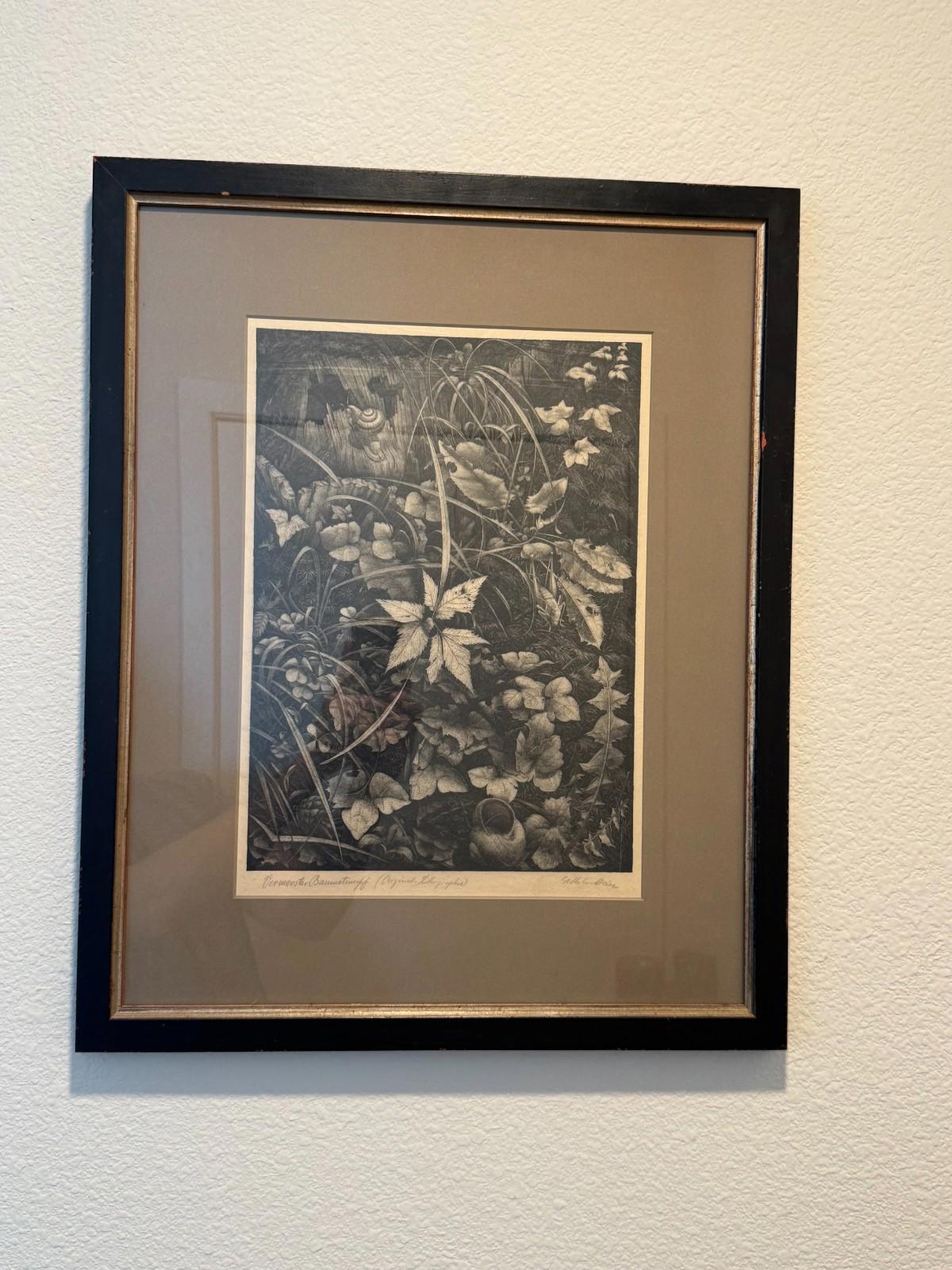 Vintage Wilhelm Heise Original Lithograph Nächtliche Blumenstücke Botanical 1925
