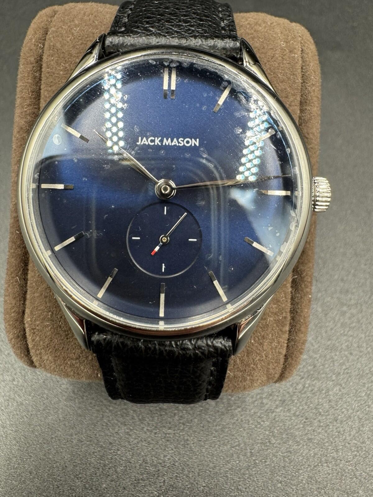 Jack Mason Ellum Watch Naby Blue Black Leather JM-H201-007 Brand New Rare 10ATM