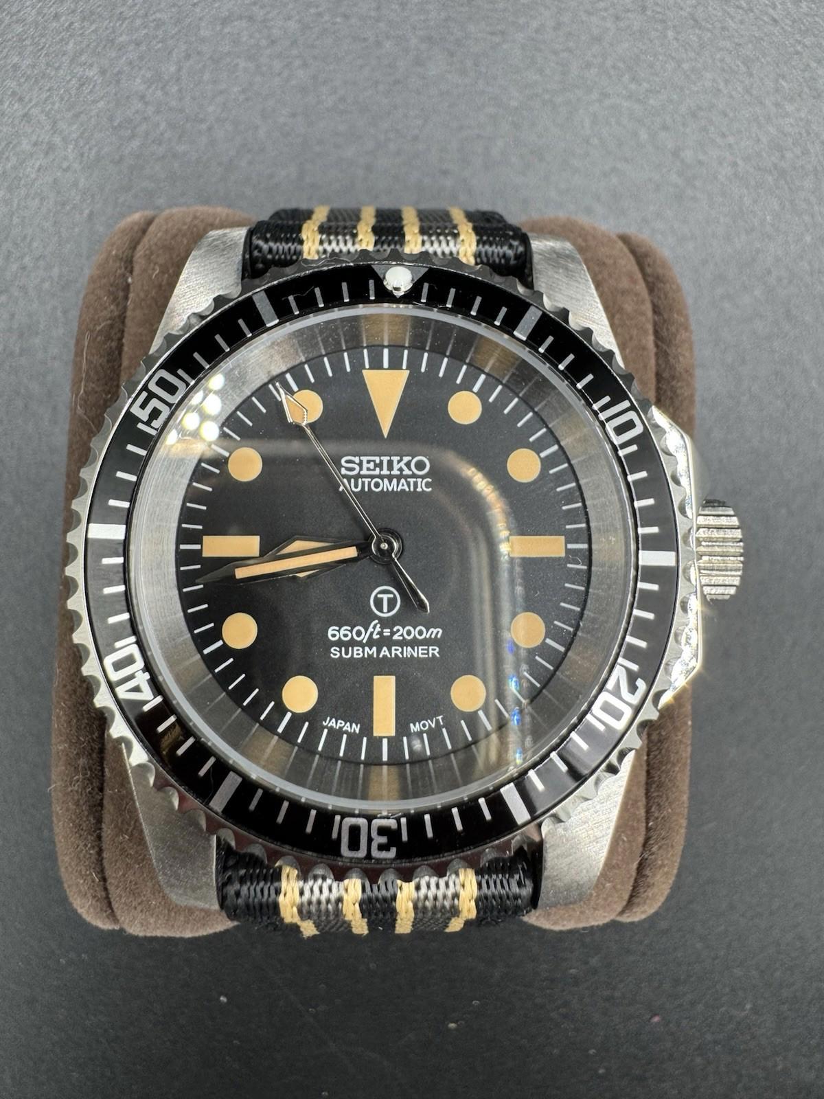 Brand New Black Seiko MODified Automatic Sub Men’s Watch 40mm NH35 Built In USA