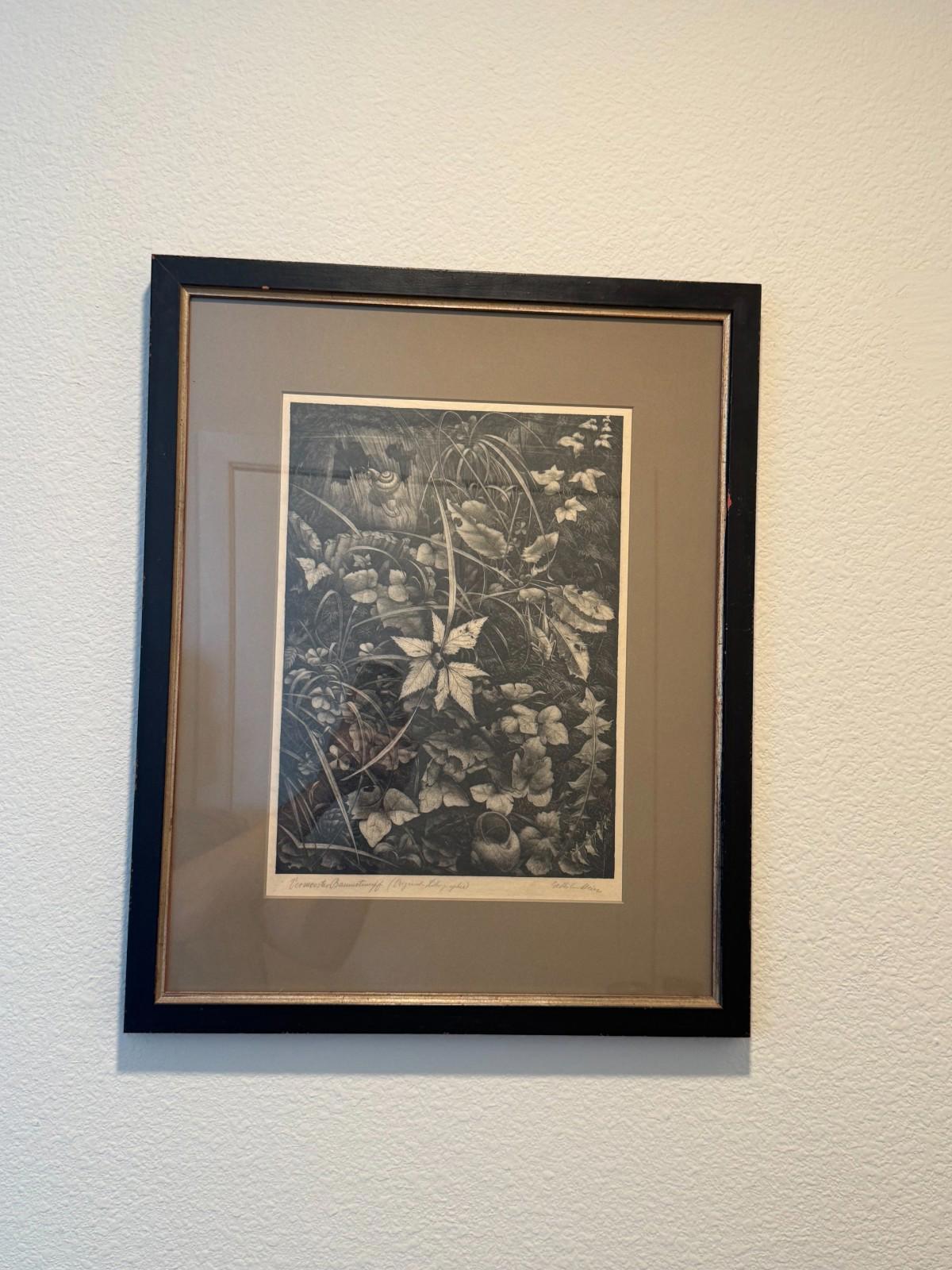 Vintage Wilhelm Heise Original Lithograph Nächtliche Blumenstücke Botanical 1925