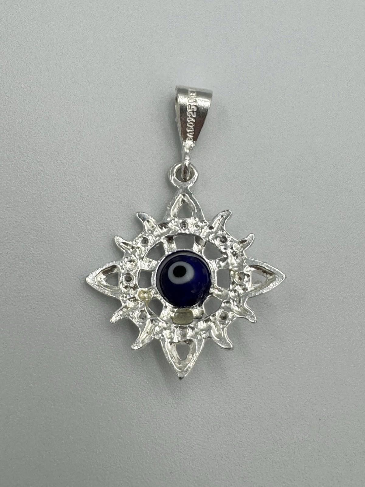 Mexico .925 Silver Evil Eye Starburst Pendant GA50925 w/ CZ