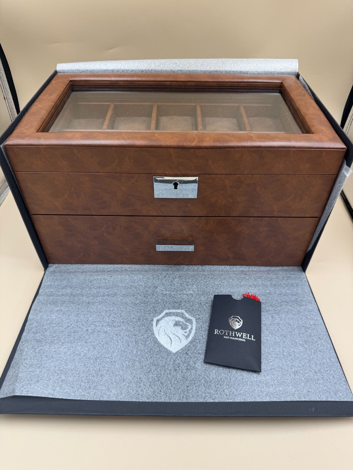 Rothwell 20 Slot Leather Watch Box Luxury Case Display Organizer - San Francisco