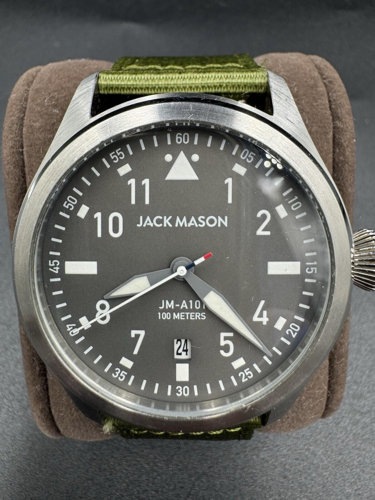 Jack Mason Aviation JM-A101-204 Green Nylon Strap 42mm Pilot Watch Missing Screw