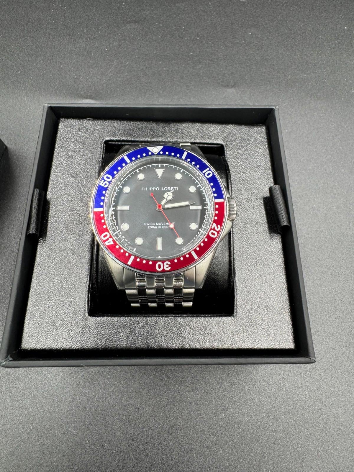 Brand New Filippo Loreti Subacqueo Red Blue Pepsi Bezel Diver Watch Box Swiss Mv