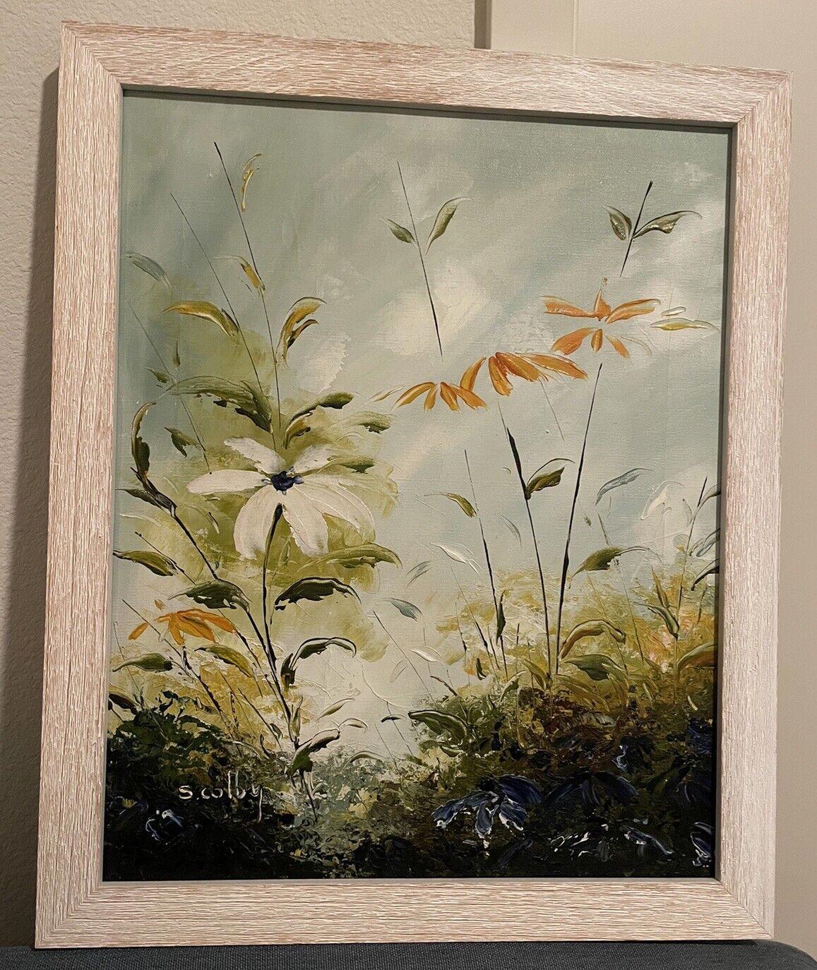 S. Colby Oil on Canvas Impressionist Floral Painting Signed