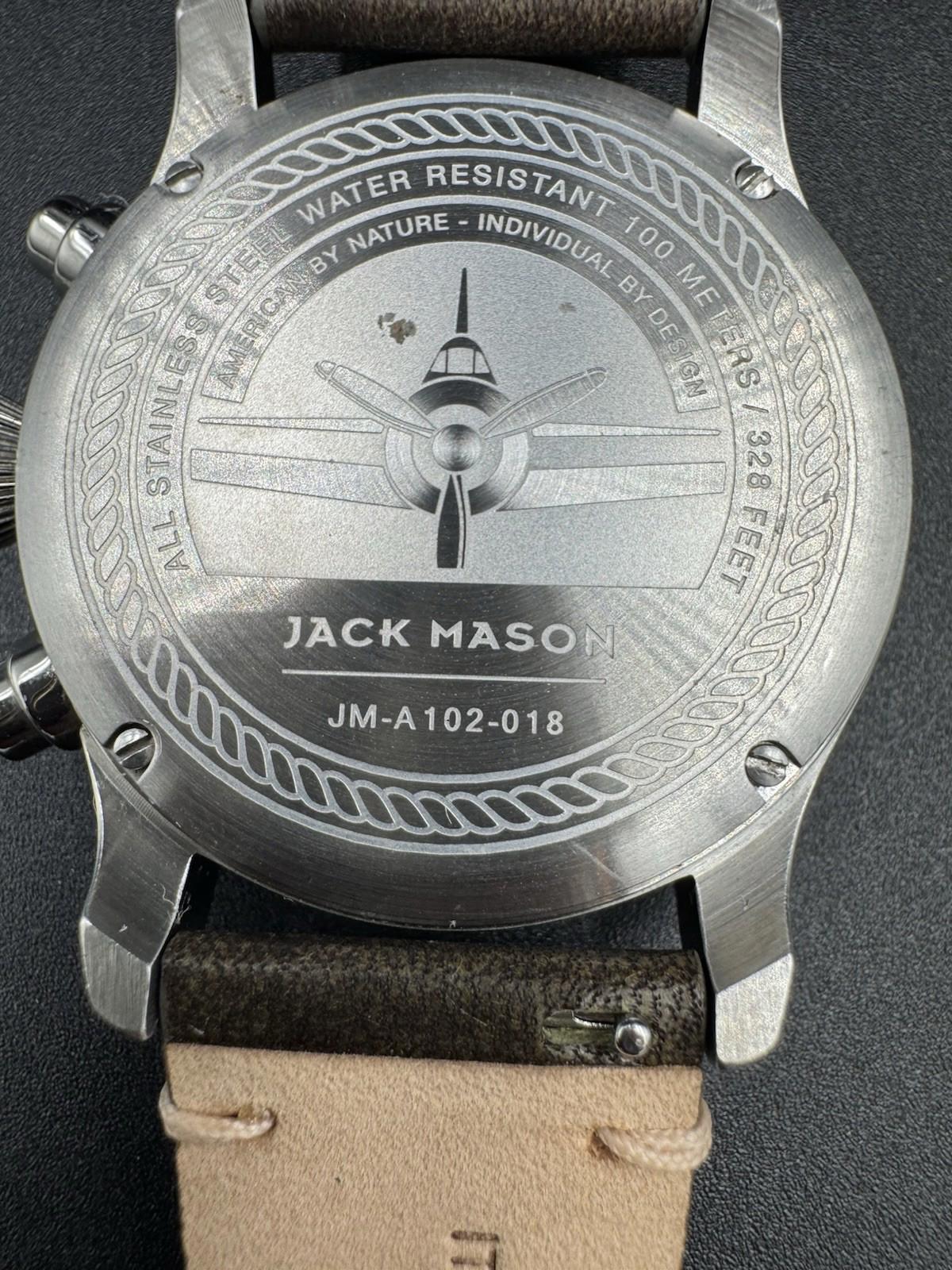 Jack Mason Men's Chronograph Watch Aviator Saddle Leather Strap JM-A102-018 VG+