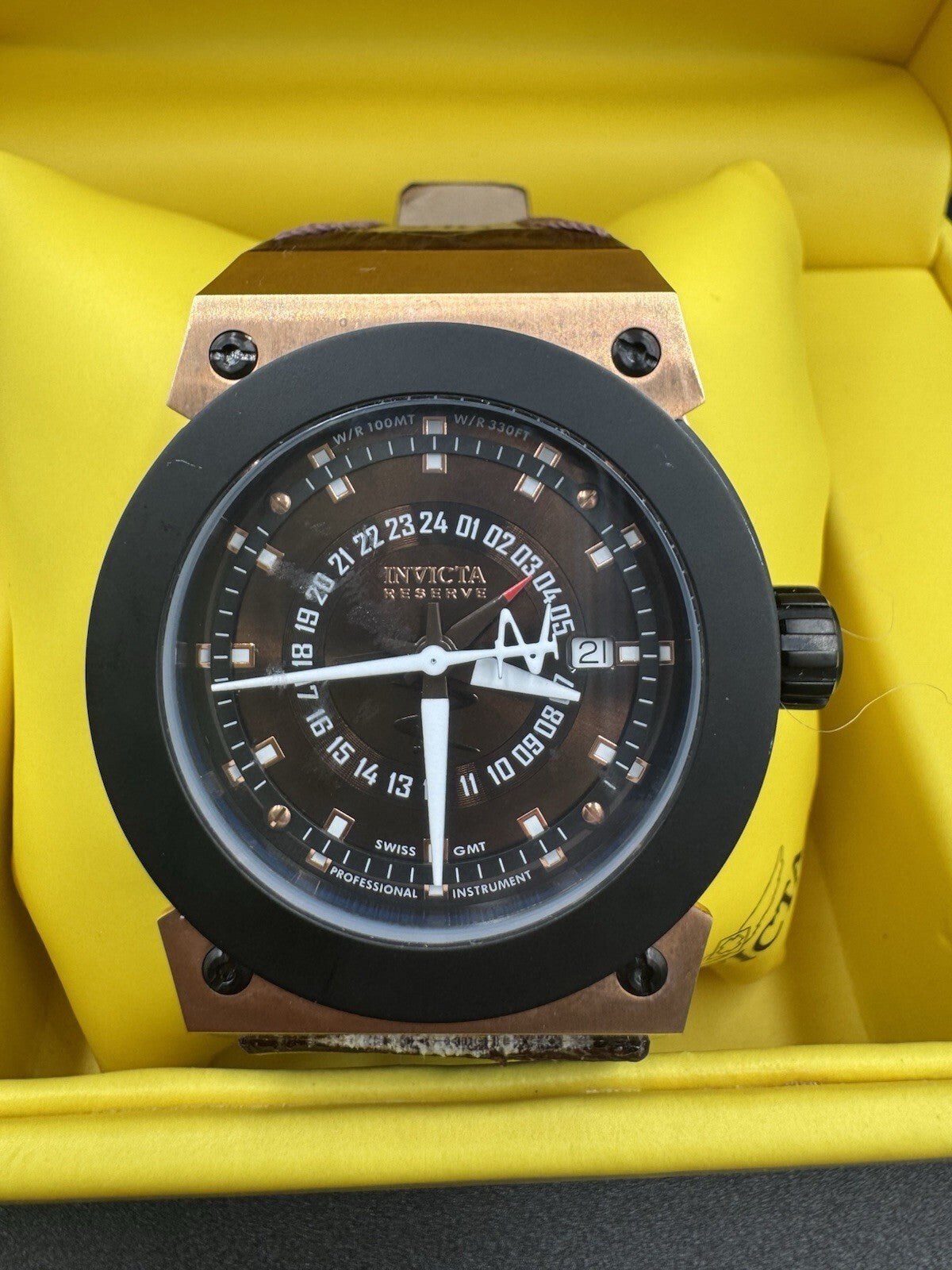 Men's Invicta Reserve Watch Brown Dial & Brown Leather Strap Model F0020 Russian