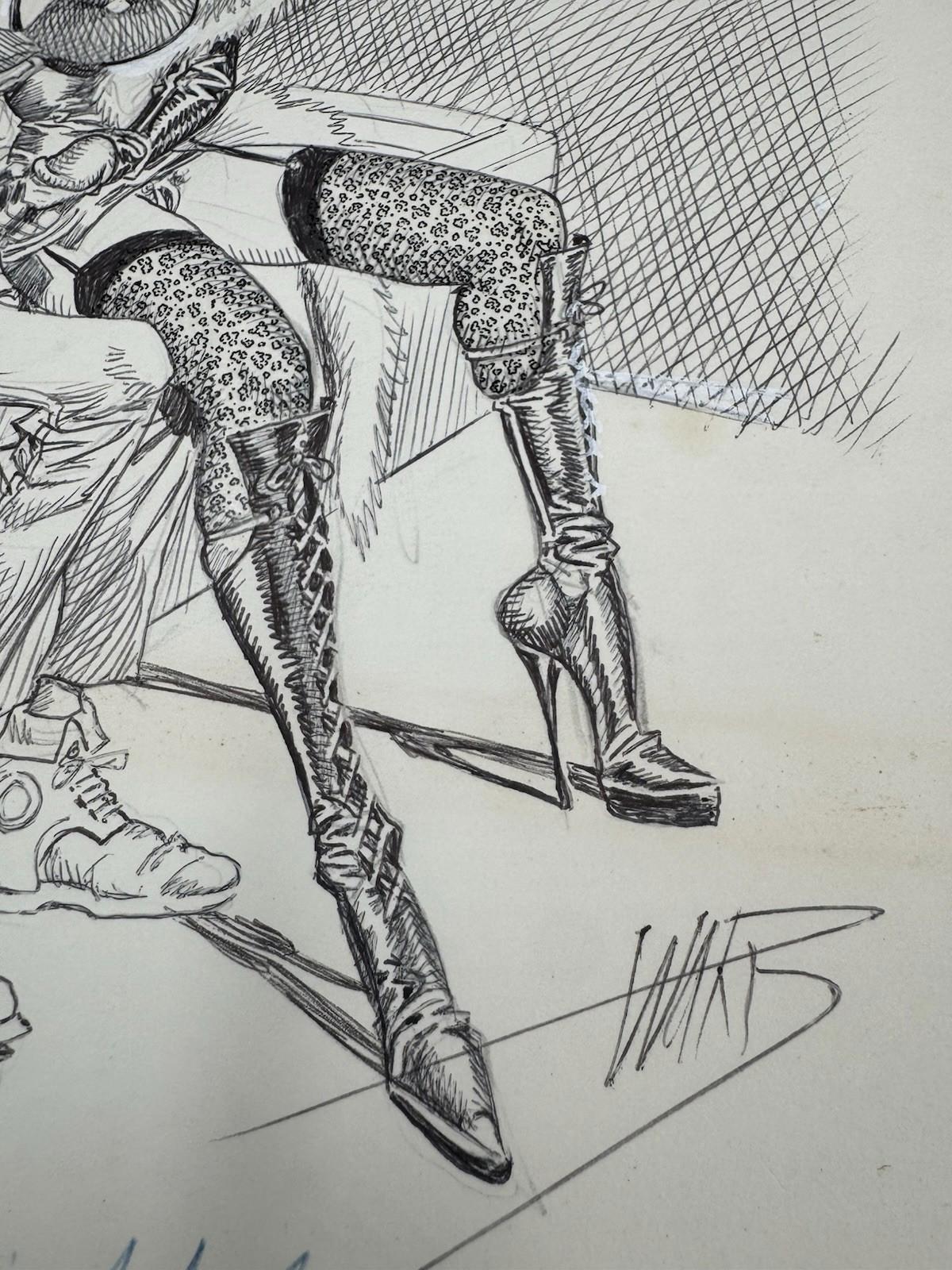 Original Bill Ward Erotic Drawing Vacation School Signed Sketch 1970s Unframed +