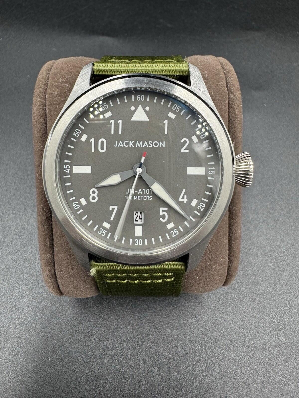 Jack Mason Aviation JM-A101-204 Green Nylon Strap 42mm Pilot Watch Missing Screw