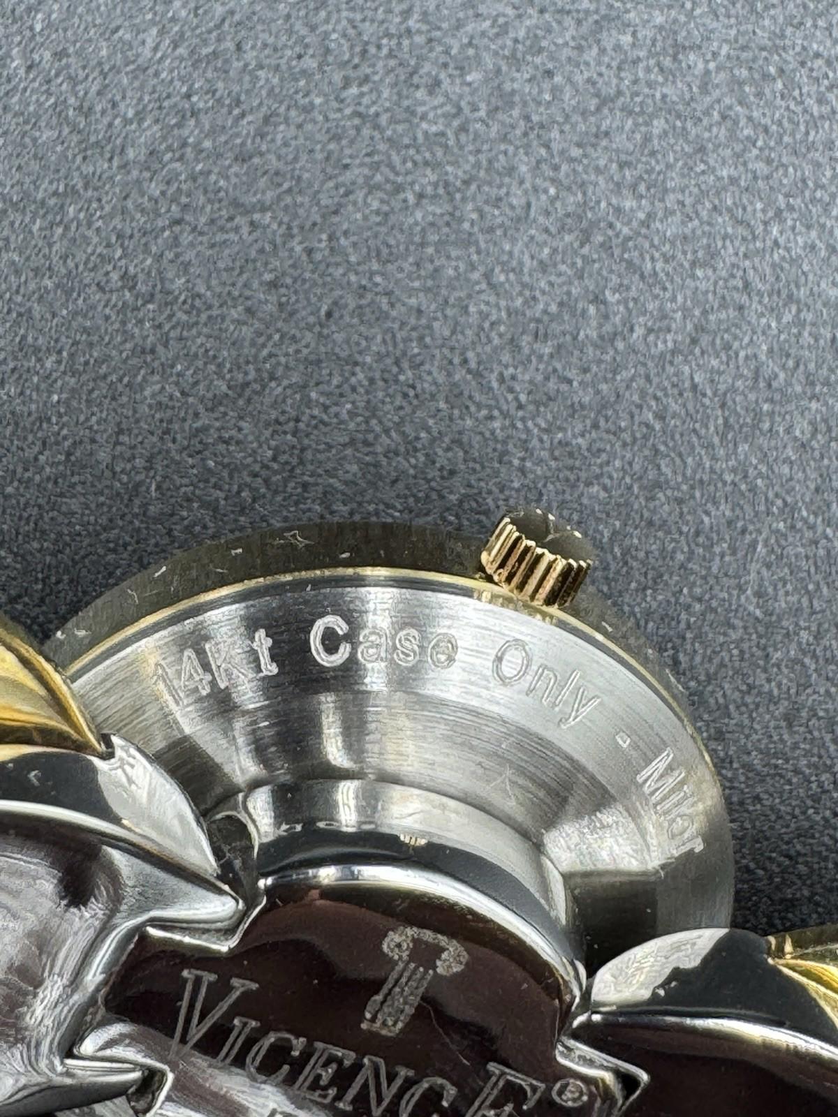 Vintage Vicence Italy 14K Gold Lira Coin Watch Milor for Parts Scrap Non-Running