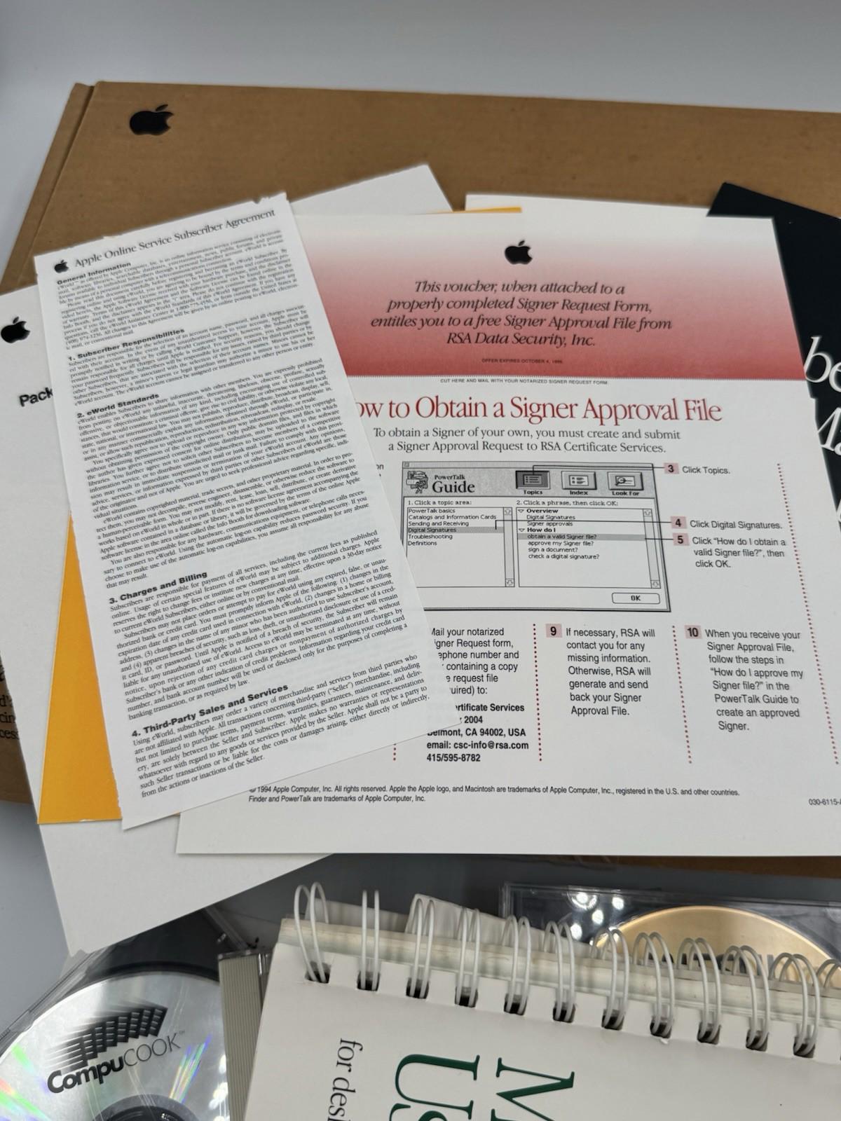 Apple Power Macintosh 6100/66 Manuals, Disks & Original Box