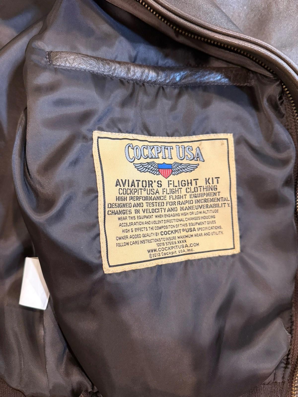 Cockpit USA Type A-2 Leather Bomber Jacket Brown Aviator's Flight Kit No 30-1415