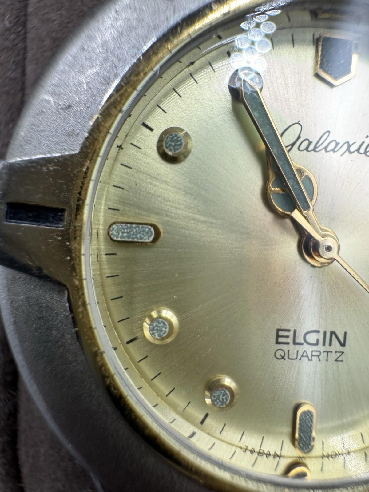 Vintage Galaxie by Elgin Quartz Two Tone Men's Wristwatch GE213 New Battery VG+