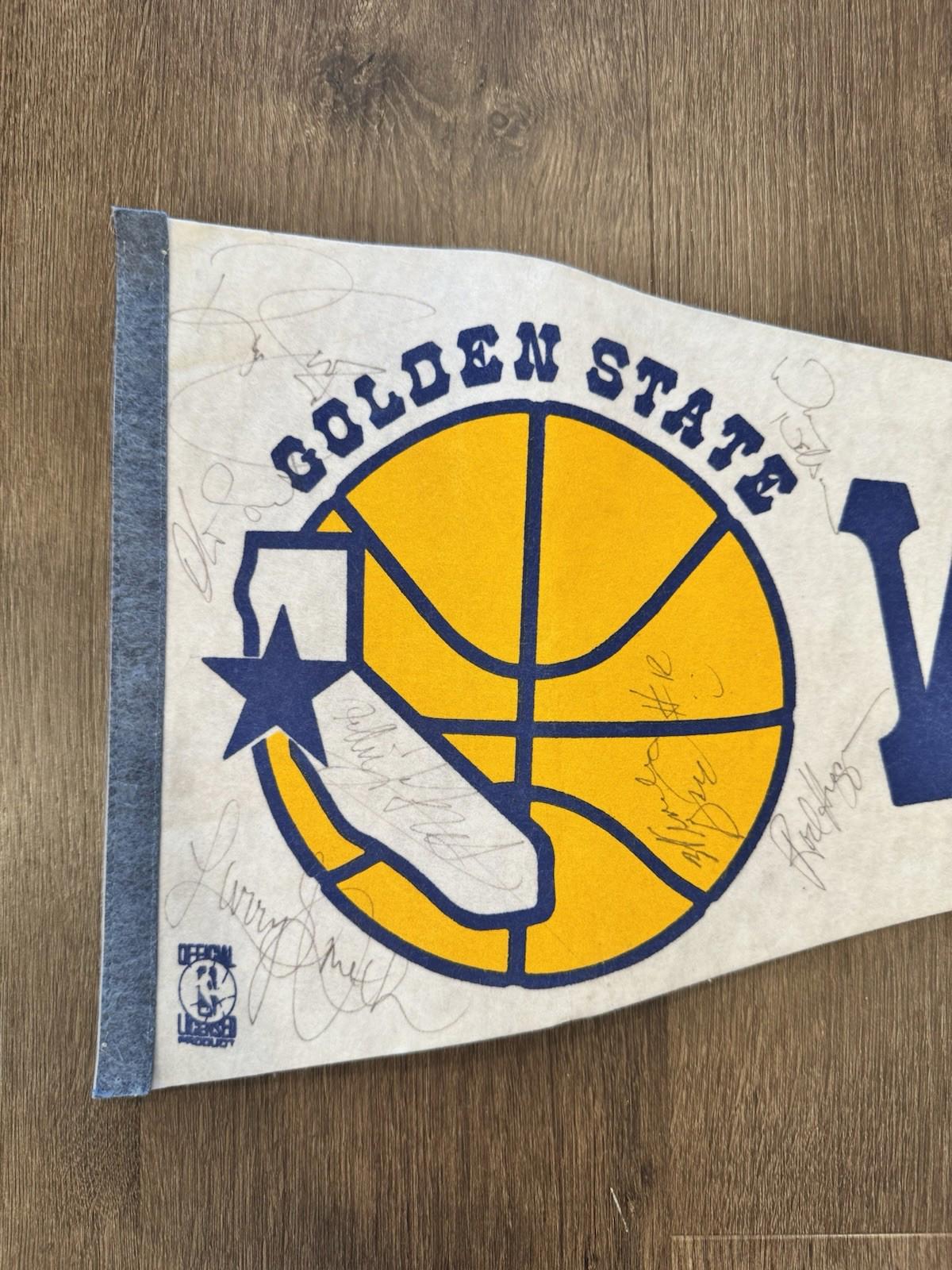 1988-89 Golden State Warriors Signed Pennant 7 Autos