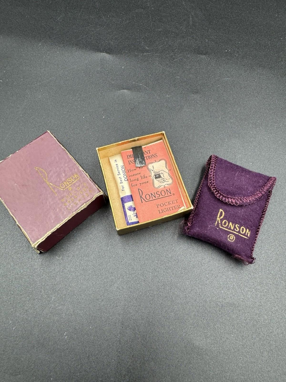 Vintage Ronson Princess Ladies' Silver Hammered Lighter Untested with Box Access