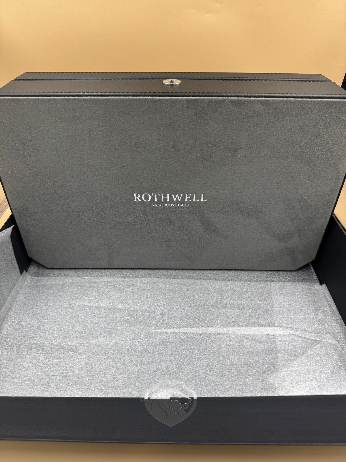 ROTHWELL 12 Slot Watch Box Black / Grey Locking Glass Top Display Case - Near Mi
